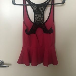 Hot pink fitted tank blouse with bell waist